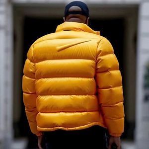 Homens para baixo jaquetas puffer jaqueta com capuz zíper parkas mulheres colete carta impressão quente inverno casais amarelo preto conjunto designer co259m