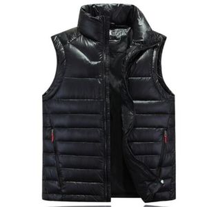 Gilet invernale da uomo in tinta unita tinta unita con tasche Colletto alla coreana Gilet impermeabile antivento Cappotto esterno Gilet in piumino d'anatra bianco338D