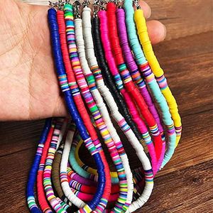 Surfer Choker Boho smycken lätt färgglada afrikanska vinylskivpärlor halsband för kvinnor flickor331g