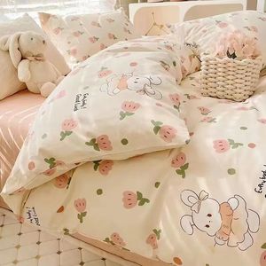 Sängkläder sätter barn set ingen fyllning kawaii tecknad täcke täcke platt platta kudde mjuk sängkläder sovsal sovrum hem textil 231009