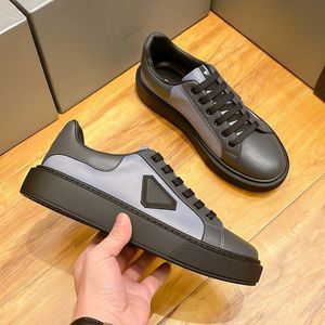 Designer Men Classic Leather Casual Shoes Low Flat Leisure Patchwork Sneakers bekväma andningsbara hissskor 38-45