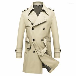 Giacche da uomo Lansboter Beige Primavera e autunno Giacca a vento sottile Cappotto medio lungo Versione coreana Tendenza Bello grande