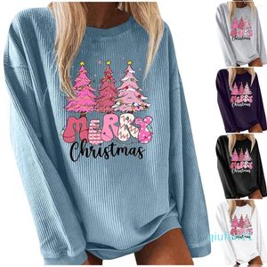 Moletons femininos com design personalizado, estampa de Natal, manga comprida, roupas de inverno da moda