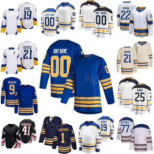 Hóquei Inverno Clássico 9 Zach Benson Jerseys 22 Jack Quinn 25 Owen Power 77 JJ Peterka 41 Craig Anderson 1 Ukko-Pekka Luukkonen 21 Kyle Okposo 19 Peyton Krebs Kids Man