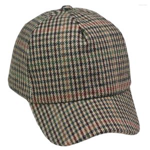 Boll Caps Vintage Style Tweed Men's Cap Old School Baseball Father's Plaid Hats Dark Grey Justerbar