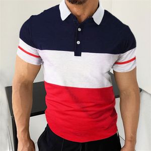 Maßgeschneiderte T-Shirts Polos 082 Farbblock grenzüberschreitendes neues Herren-Kurzarm-Knopfdruck-Casual-Pullover-Poloshirt POLO-Shirt