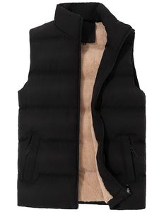 Colete masculino jaqueta de inverno quente ao ar livre acolchoado colete grosso forrado de lã sem mangas casaco de algodão tamanho grande 5xl