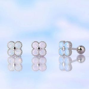 S925 placcato argento sterling mini trifoglio designer orecchino orecchini a bottone brillante zircone cristallo rosa blu bianco orecchini fiore fortunato orecchini per le donne gioielli ragazza
