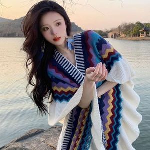 Ethnic Style Shawl Yunnan Lijiang Dali Tibet Tourism Network Infrared Outwear and Warm Cloak Thickening