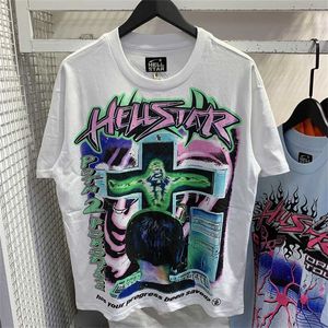 2024 Mens Camisetas Hellstar Manga Curta Tee Homens Mulheres Graffiti Lettering Alta Qualidade Streetwear Hip Hop Moda Camiseta Hell Star Hellstar ShortRCNQ