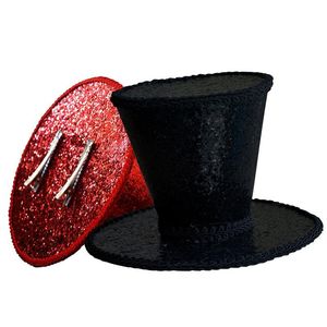 Burlesque Gothic Glitter Mini Top Hat Pure Color Tilt Party Church Millinery Base Hair Clips A150348Z