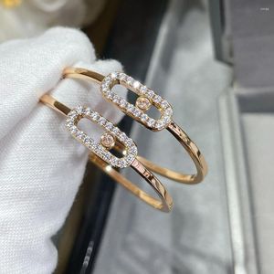 Studörhängen 2023 Fashion Jewelry Solid Pure 925 Sterling Rose Gold Slide Diamond Circle Luxury Quality Silver