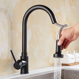 Kitchen Faucets Pull Out Faucet Black Oil Brush Sink Mixer Tap 360 Degree Rotation Torneira Cozinha