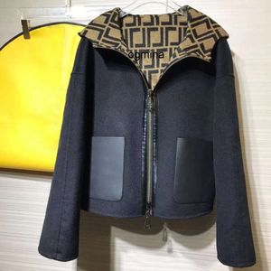 luxury 5A Womens Designer Double F Jackets new wool short hooded jacket double-sided with fashionable F bagpipe coat batch A72