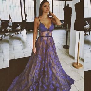 Evening Dresses Lavender Prom Party Gown Formal Custom New Zipper Plus Size V-Neck Sleeveless Lace Applique