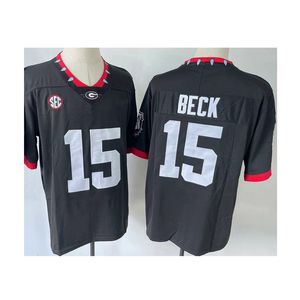 Männer College Georgia Trikot schwarz rot NCAA Carson Beck 15 American Football tragen Universitätstrikots in Erwachsenengröße mit Nähten