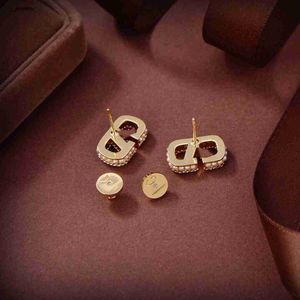 luxurious Half Ball Half Diamond earrings for women Small Charm jewelry Logo shape ear pendants Including box Holiday gifts