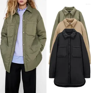 Kvinnor Down Fashion Clothing Autumn and Winter Thin Cotton Shirt Coat Leisure Simple