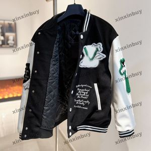 xinxinbuy Men designer Coat leather Jacket Paper Airplane towel embroidery long sleeve women Black Dark Blue S-XL