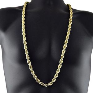 8mm Thick 76cm Long Solid Rope ed Chain 24K Gold Silver Plated Hiphop ed Chain Necklace For mens280A