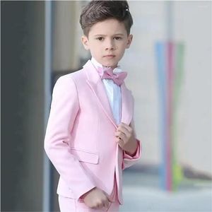 Men's Suits Pink Boys Jacket Pants 2Pcs Sets Weddings Formal Wear Kids Prom Groom Birthday Party Tailored Blazers For Boy Children