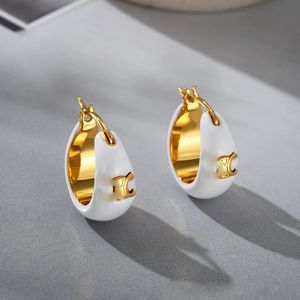 Hoop Huggie 18K Gold Luxury Brand Designer Circle Hoop Huggie örhängen Ear Rings Retro Vintage Charm White Earring Earings For Girl Jewelry Birthday Christmas Gift