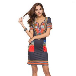 Abbigliamento etnico Taglie forti XXXL XXL XL Stampa di moda africana Abito da donna Borsa alta sexy Hip Dashiki T-shirt estive Abiti a maniche corte