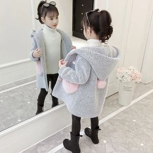 Casaco coreano crianças jaqueta para meninas inverno vison cabelo quente casaco moda roupas crianças outerwear outono 412 ano 231009