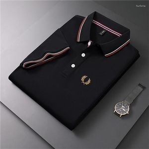 رجال Polos High End Business Short Sleeve Polo Shirt Mens Lapel 2023 Summer Trend Embroidery Theral T-Shirt Luxury Clothing