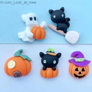 Outros suprimentos para festas de eventos 15 pcs nova resina fofa Halloween abóbora cabeça plana de volta cabochão scrapbooking arco de cabelo diy acessórios b52 q231010