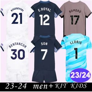 23 2024 Sanchez Filho Kid Kit Futebol Jerseys Hojbjerg Romero Bentancur Maddison Home White Away 3º Goleiro Criança Terno Camisa de Futebol Uniformes Curtos 33333