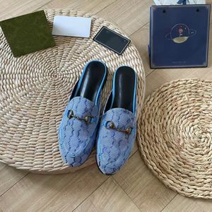 Mules Leather slipper 100% Real leather designer Mules loafer luxury Women Men jacquard Leather Slipper Jumbo Canvas Flat Shoes Horsebit Princetown Slippers 10