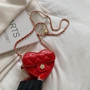 Sacos de noite Pequenos Mulheres Coração Moda Ombro Crossbody Bag PU Couro Acolchoado Bonito Bolsa Designer Cadeia Criança Mensageiro