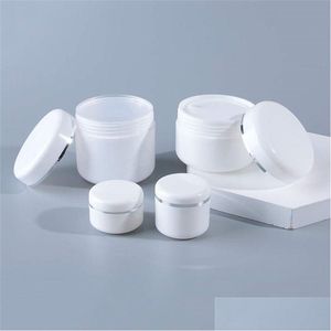 Packing Bottles Wholesale 20G 30G 50G 100G 150G 200G White Plastic Jar With Lid Empty Refillable Cosmetic Bottles Make Up Face Cream L Dhktn