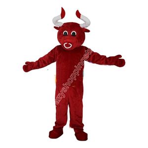 2024 Bull Bison Cow Mascot Costume Top Quality Personagem de Desenho Animado Outfits Natal Carnaval Vestido Ternos Adultos Tamanho Festa de Aniversário Outdoor Outfit