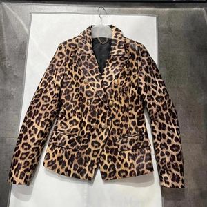 Kvinnors läder naturliga fårskinnjackor kvinnor lammskinnrockar leopard smal äkta hud outwear