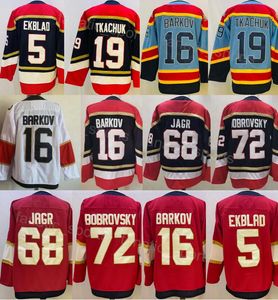 Buz hokeyi ters retro 19 Matthew Tkachuk Jersey Man 5 Aaron Ekblad 68 Jaromir Jagr 16 Aleksander Barkov 72 Sergei Bobrovsky Vintage Classic Spor Hayranları İçin Dikiliş