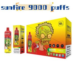 Original grossist Sunfire 9000 Puffs engångsvapspenna 18 ml 600mAh Batteri E Cigarett med luftflödesstyrning Mesh COUL TRAFFEMT SUPUTS PULD 9K 10K 15K ECIG