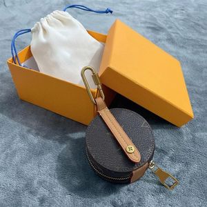 Ohne Geschenkbox Luxus-Schlüsselanhänger, Headset-Tasche, Geldbörse, PU-Leder, Schlüsselanhänger, Schlüsselanhänger, Markendesigner, brauner Druck, Auto-Stift232K