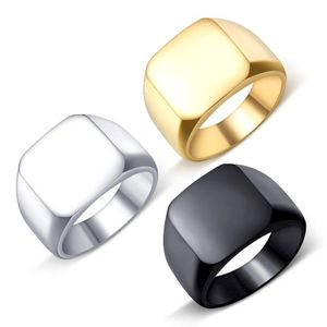 Кольцо из нержавеющей стали, полированное простое однотонное байкерское кольцо с печаткой для мужчин и женщин285S