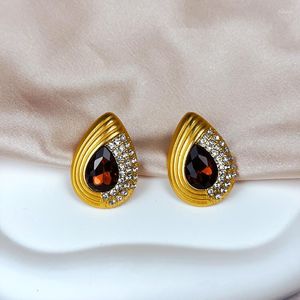 Stud Earrings Lifefontier Gold Color Droplet Shape For Women Vintage Shiny Rhinestone Geometric Medieval Earring Jewelry 2023