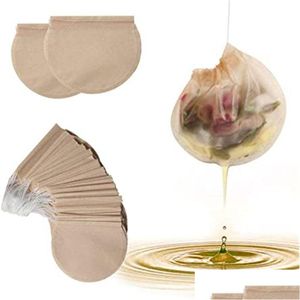 Coffee & Tea Tools 100 Pcs/Lot Round Tea Bags Coffee Tools Disposable Empty Filter Bag With String Unbleached Wood Pp Paper Pouch For Dhagq