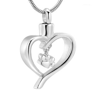 XWJ10060 Shiny Steel Pet Dog Cat Charm Hang in Hollow Heart Memorial Urn Animal Ashes Holder Cremation Pendant Jewellery1265n