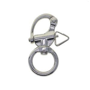 Keychains 314 Stainless Steel Sweden Nautical Pull Lock Carabiner Shackle 0.8 Inch Swivel O Ring Connector DIY Boat Ship Lanyard Clasp