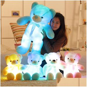 30 Cm 50 Cm Colorf Glowing Teddy Bear Luminosi giocattoli di peluche Kawaii Light Up Led bambola di pezza per bambini Natale