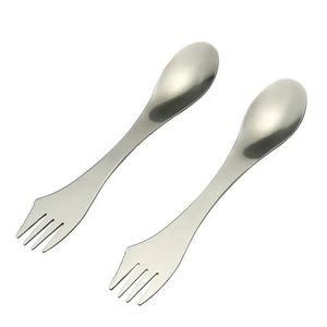 Conjuntos de talheres Garfo Colher Spork 3 em 1 Talheres de aço inoxidável Talheres Utensílio Combo Cozinha Piquenique ao ar livre Colher / Faca / Garfo Set Home Dhkfw