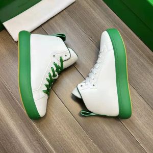 High Top Sneaker Shoes White Preto Couro Verde Men com desconto calçados plataforma Caminhada de skate