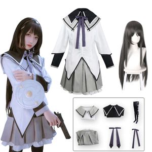 Akemi Homura Gonna Cosplay Anime Magical Girl Puella Magi Costume Cosplay Combattimento Uniforme Parrucca Vestito Costumi di Halloween per le Donnecosplay