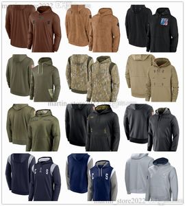 Marrone 2023 Salute To Service Pullover con cappuccio Dak Prescott Micah Parsons Vander Esch Trevon Diggs Lamb Lawrence Staubach Emmitt Smith Irvin Full-Zip Uomo Donna Gioventù