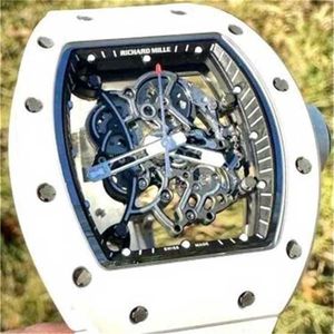 Richarmill İzle Tourbillon Otomatik Mekanik Kol saatleri İsviçre Erkek Saatleri Bubba Watson Beyaz Seramik RM055 - Nane Durumu wn -8let